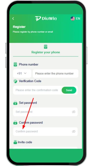 Confirm password to register